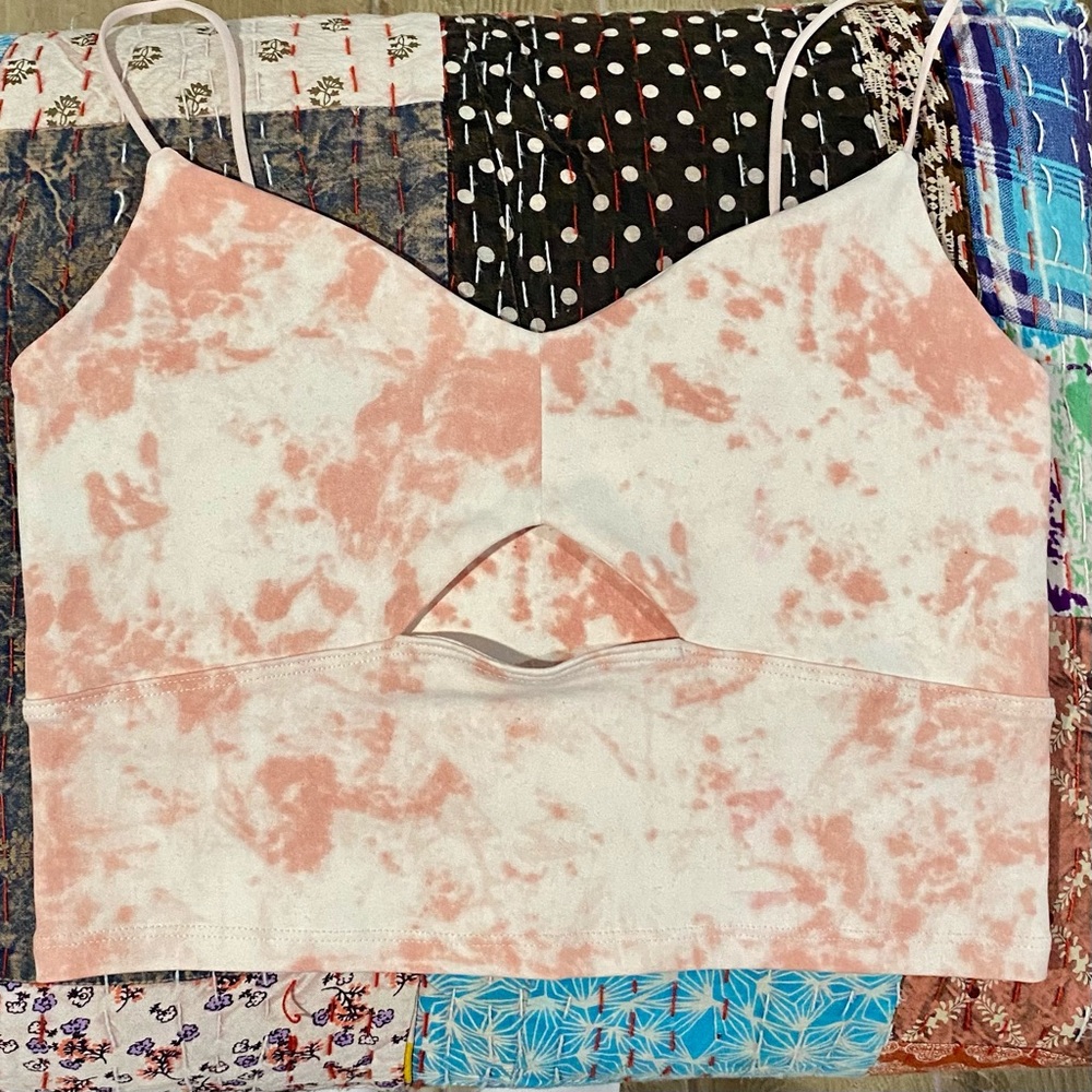 Cut Out Pastel Tie Dye Crop Top NWOT